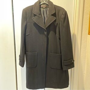 Jason Kole Coat, Polyester with Wool Lining, Black, Large. Never Worn.